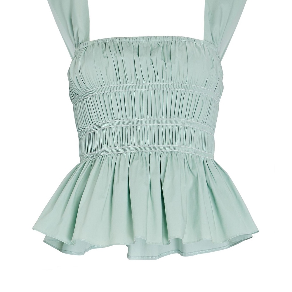 STAUD Ida square-neck cotton-blend top.